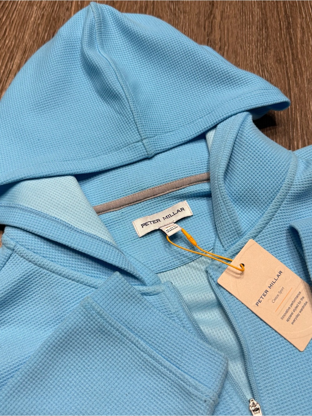 Peter Millar Grid Performance Half-Zip Hoodie Men's Size X-Large Mayan Blue